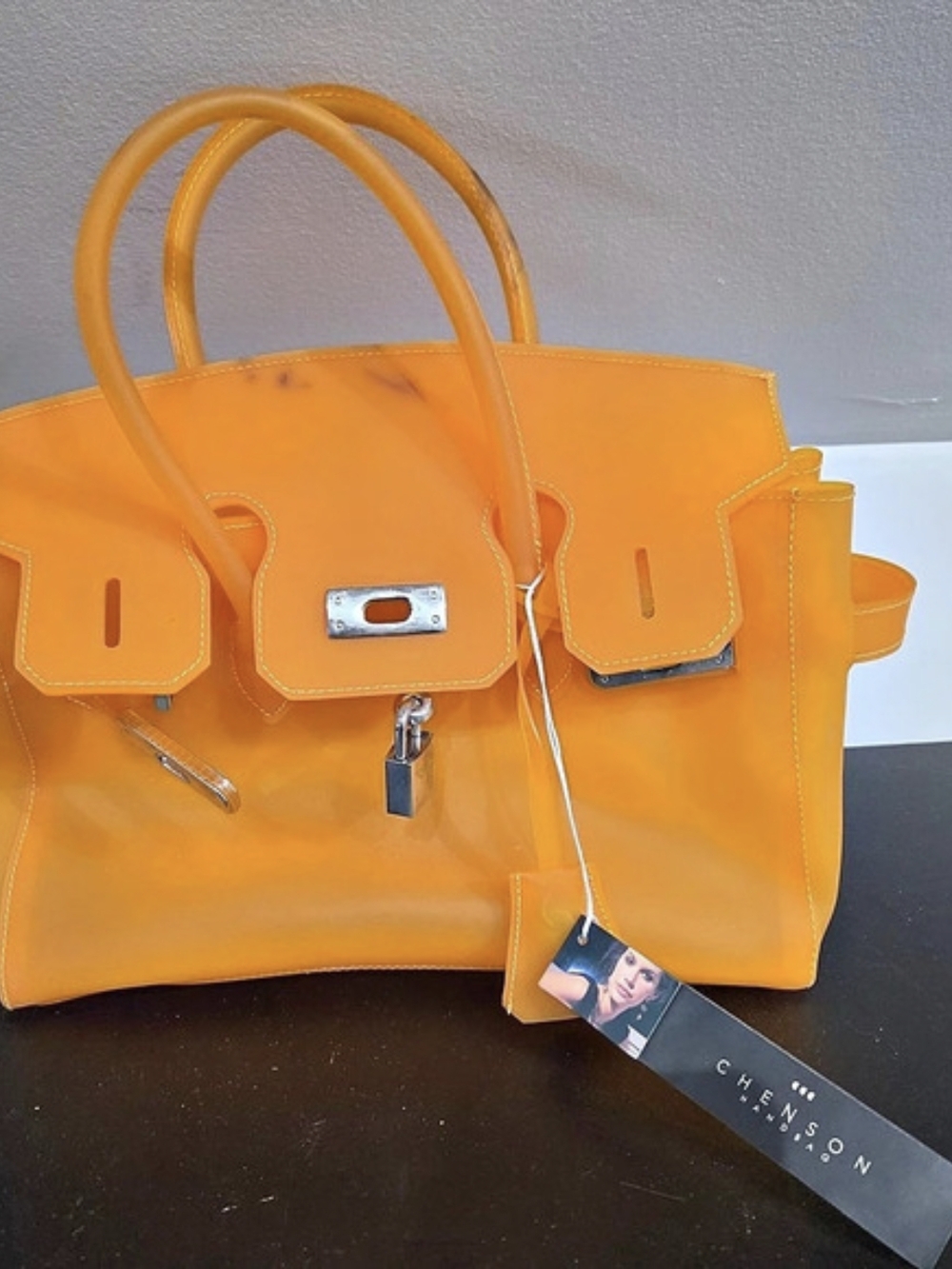 Y2K Orange Jelly Handbag Purse Silver Hardware